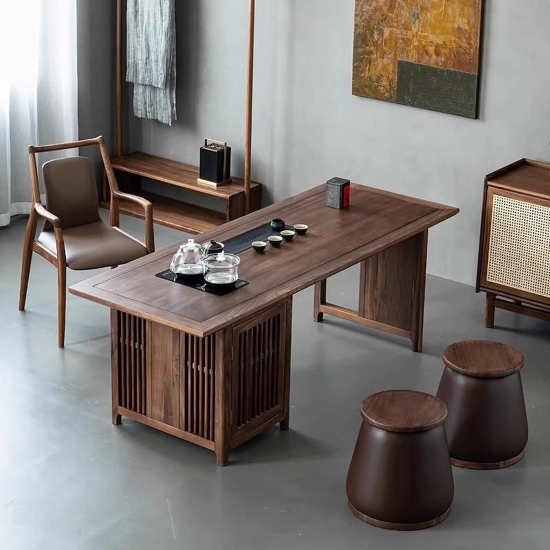 新中式北美黑胡桃木茶桌椅组合禅意阳台样板房茶室会所办公室家具,住宅家具,家用茶台/茶桌,淘宝优惠券,粉丝福利购,淘宝优惠卷