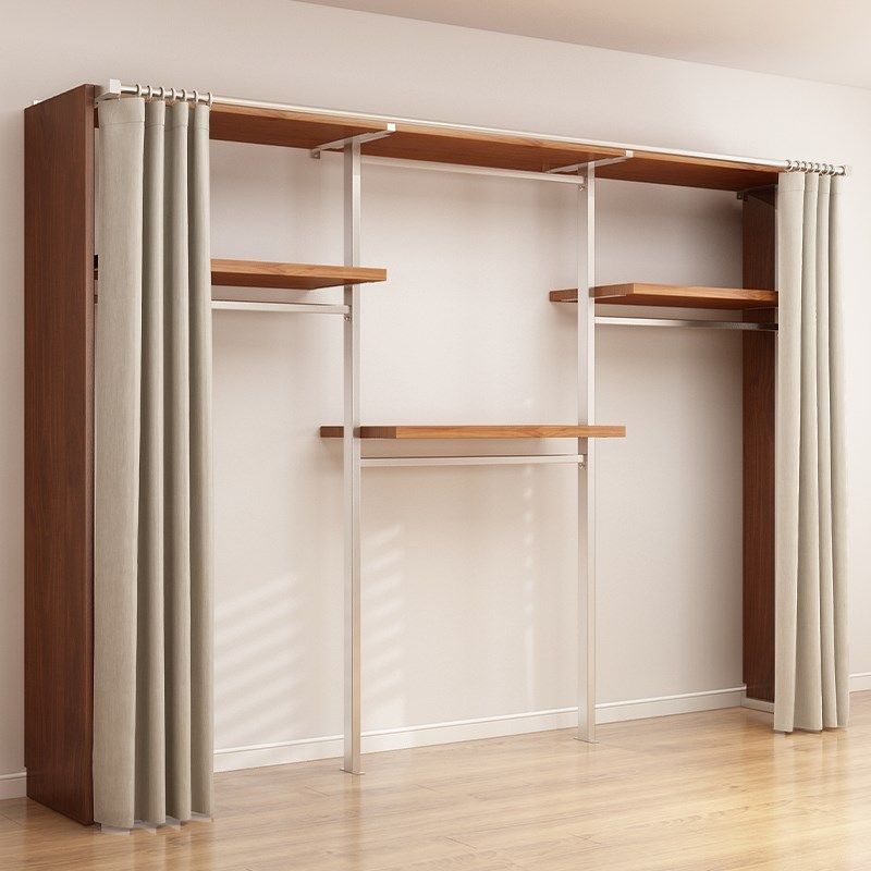 中古风金属衣柜开放式卧室落地铁艺挂衣架砌墙步入式衣帽间带帘子,住宅家具,衣帽架,淘宝优惠券,粉丝福利购,淘宝优惠卷