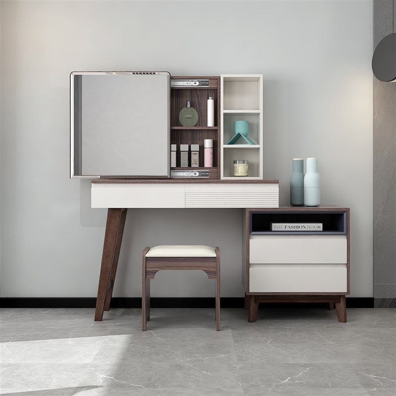 速发现代简约北欧风梳妆台收纳柜一体卧室收缩化妆桌经济型镜子可,住宅家具,梳妆台/桌,淘宝优惠券,粉丝福利购,淘宝优惠卷