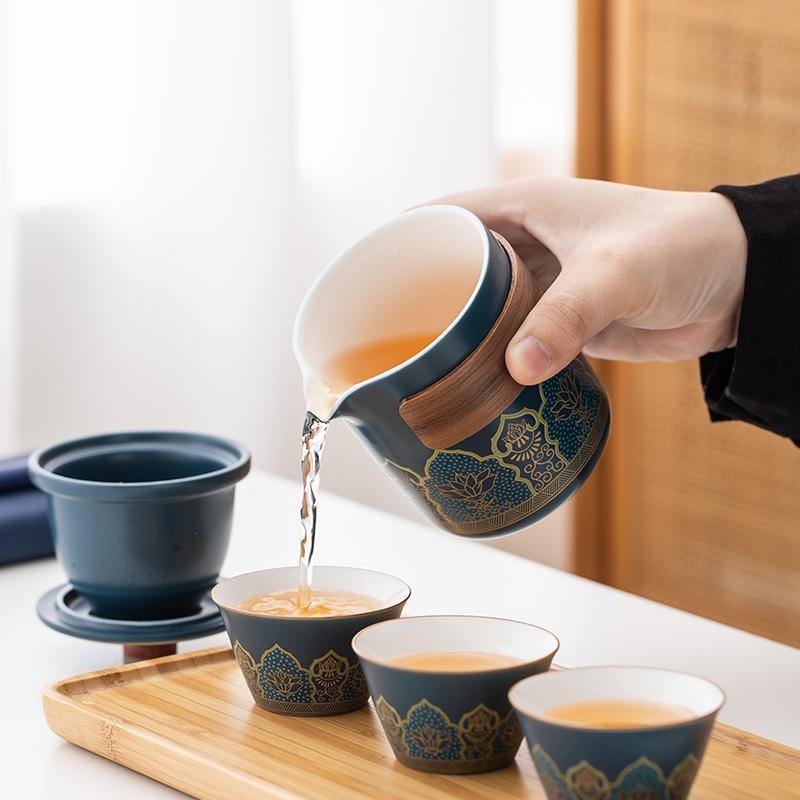 快客杯功夫茶具套装公司礼品家用简约泡茶杯开业活动礼品定制logo