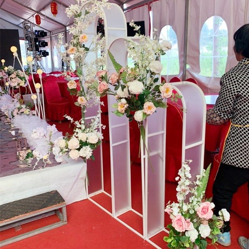 。婚庆道具婚礼用品铁艺摆件装饰场景布置众星拱月路引几何拱门屏