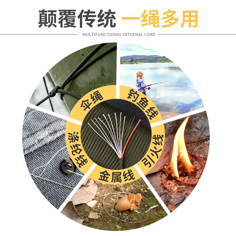 12芯多功能伞绳户外露营牵引救援捆绑绳晾衣绳帐篷绳登山绳100米