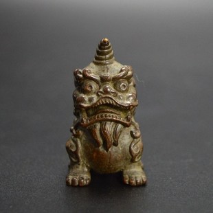 古玩铜实心黄铜貔貅摆件瑞兽獬豸小号仿古铜器