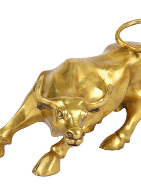 纯坤牛摆件华尔街牛聚宝盆招财牛转公室客厅装饰牛办乾铜摆件
