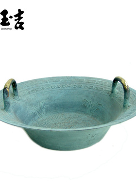 仿古龙洗盆共振盆搓水盆鱼洗盆喷水发响声盆风生水起家居摆件