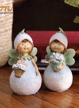 绿色花房仙子树脂人物摆件礼物桌面装饰创意油画质感