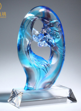 古法烧制琉璃兰花摆件小饰品复古中国风中国特色礼物送老外小礼品