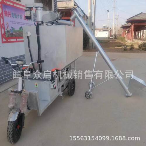 1地坑式投料车撒料车养KVV猪吨动喂料撒车猪羊料车 移动三轮电布