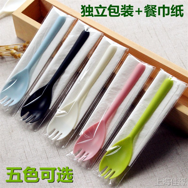 一次性勺子布丁勺蛋糕叉子塑料长柄勺甜品勺外卖勺超硬冰激凌勺子