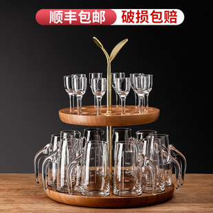 杯分酒器套装家用轻奢小号酒杯一口杯酒盅中式酒具带刻度杯架