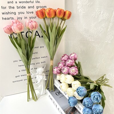 领证花束 新娘婚礼假花 影楼清照道捧拍新法式油画郁金香小手具花