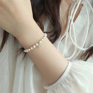 因缺斯汀【温柔陷阱】不规则珍珠爱心手链小众设计可调节手饰百搭