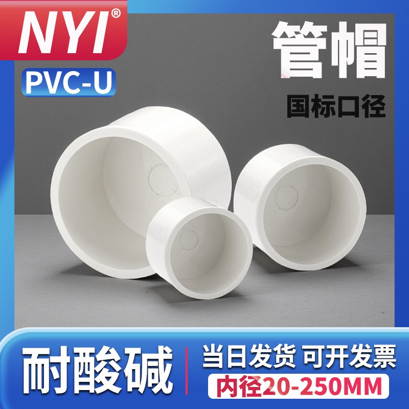 PVC给水管管帽 管堵 闷头 堵头20 25 32 40 50 63 75 90 110 160