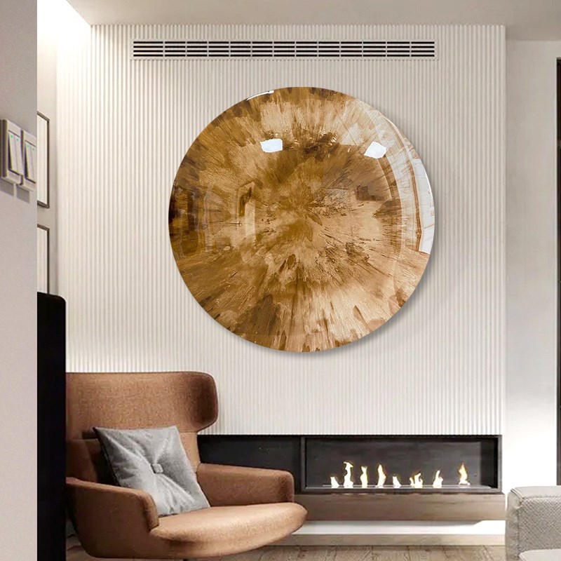 现代简约装饰画立体树脂凸面圆形实物画玄关客厅走廊滴胶晶瓷画图片