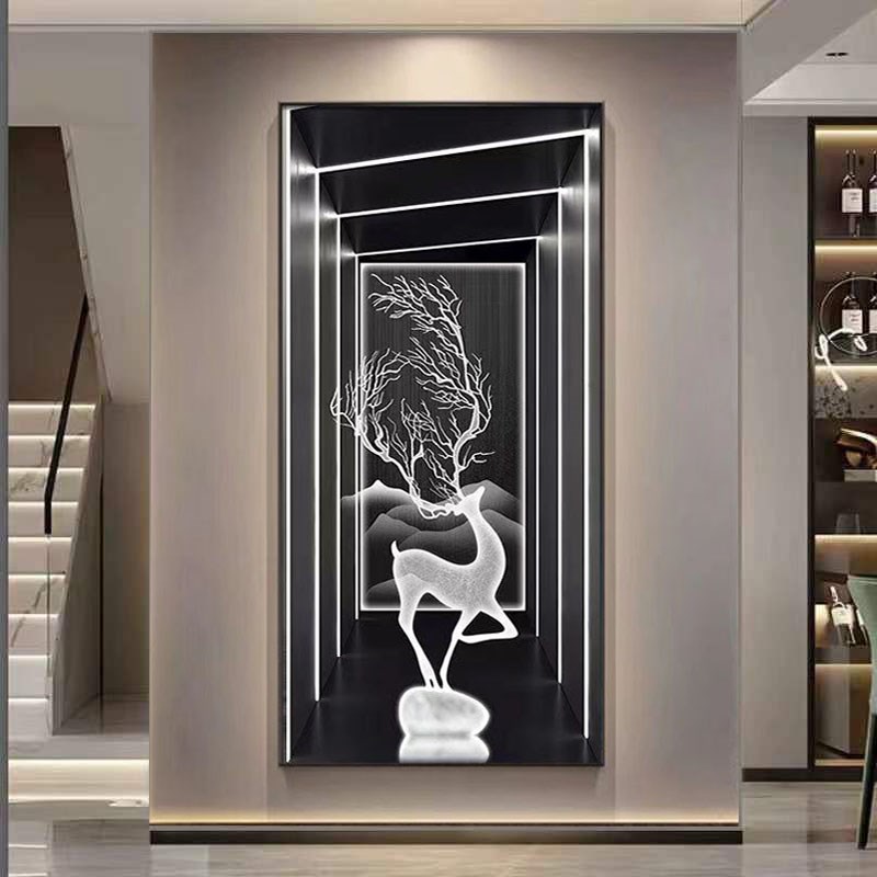 玄关画几何光影现代简约视觉延伸空间客厅装饰画走廊过道挂画带灯图片