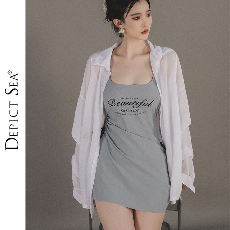 绘海大码连体泳衣女款胖mm遮肉2024新款保守泡温泉高级感孕妇泳装