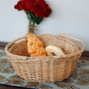 天然藤编西瓜提篮仿藤编购物篮买菜篮子水果筐采摘篮户外野餐篮