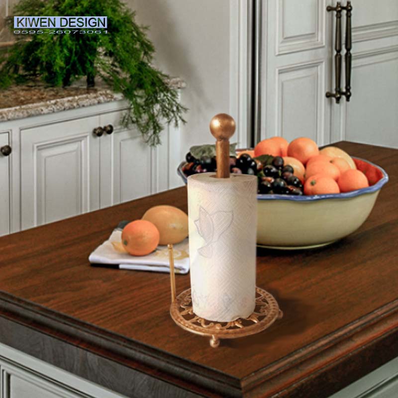 欧式古典花纹复古风格铁艺桌面卷纸架厨房洗油纸收纳子懒人