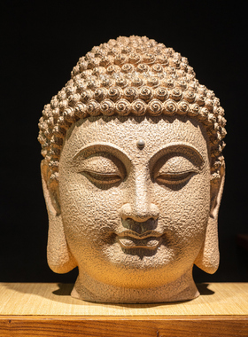 新中式大号慈悲佛头佛首摆件东南亚玄关走廊佛系装饰品