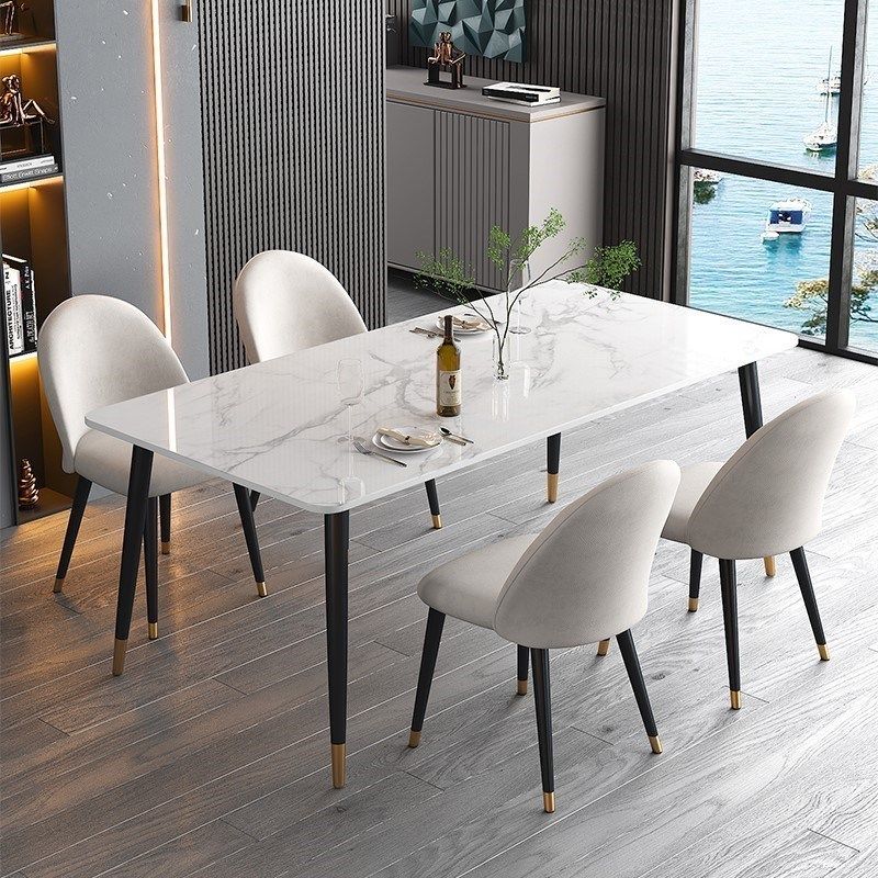 现代简约轻奢岩板餐桌小户型轻奢长方形组合北欧吃饭桌子高级感,住宅家具,岩板餐桌,淘宝优惠券,粉丝福利购,淘宝优惠卷
