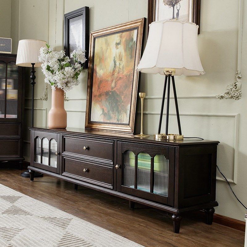 新款美式纯实木胡桃色轻奢高级感客厅家用中古风电视柜和茶几一套,住宅家具,电视柜,淘宝优惠券,粉丝福利购,淘宝优惠卷