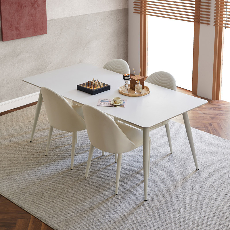 岩板餐桌轻奢现代简约家用小户型奶油风客厅大理石桌子长方形椅子,住宅家具,岩板餐桌,淘宝优惠券,粉丝福利购,淘宝优惠卷