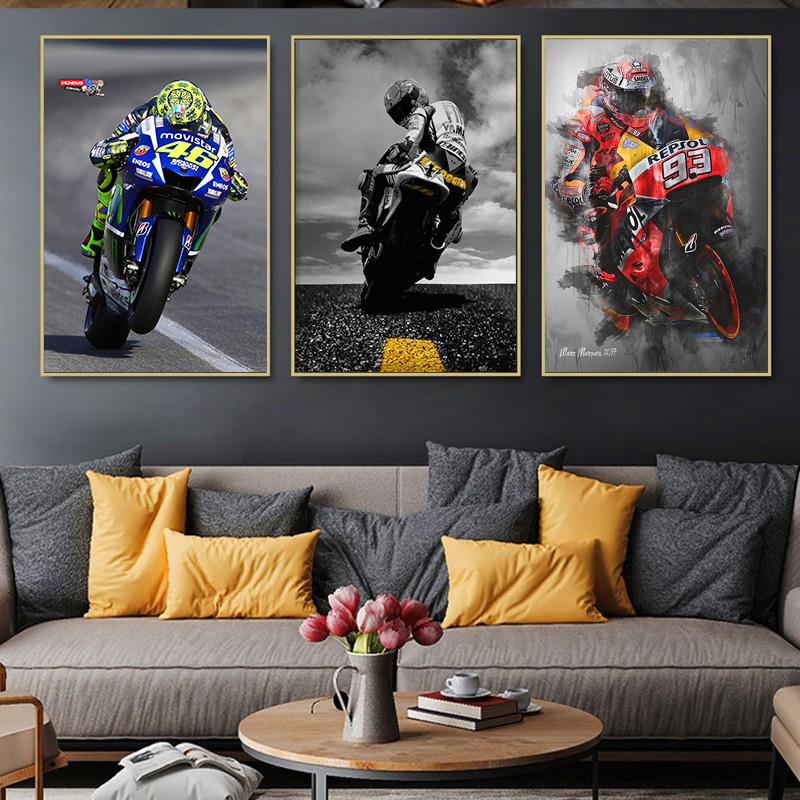 马奎斯挂画机车海报油画复古摩托车客厅壁画卧室酒吧墙面装饰画