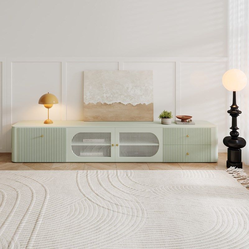 奶油风实木高款茶几电视柜组合现代简约多巴胺烤漆客厅电视机柜,住宅家具,电视柜,淘宝优惠券,粉丝福利购,淘宝优惠卷