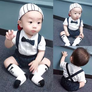 宝宝周岁衣服男童抱婴袋套装夏装一岁男孩帅气生日西装礼服儿童洋