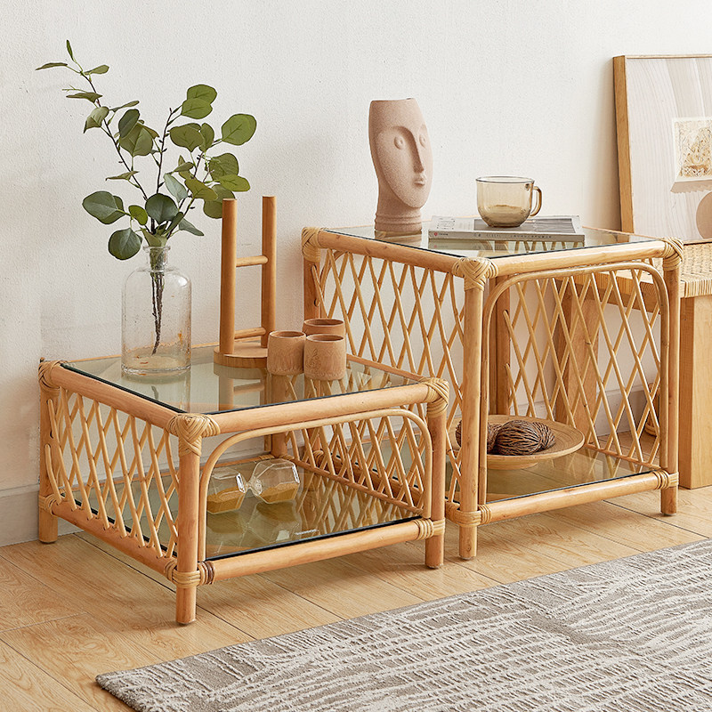 侘寂风藤编茶几小户型北欧简约客厅家用阳台飘窗日式边几,住宅家具,茶几,淘宝优惠券,粉丝福利购,淘宝优惠卷