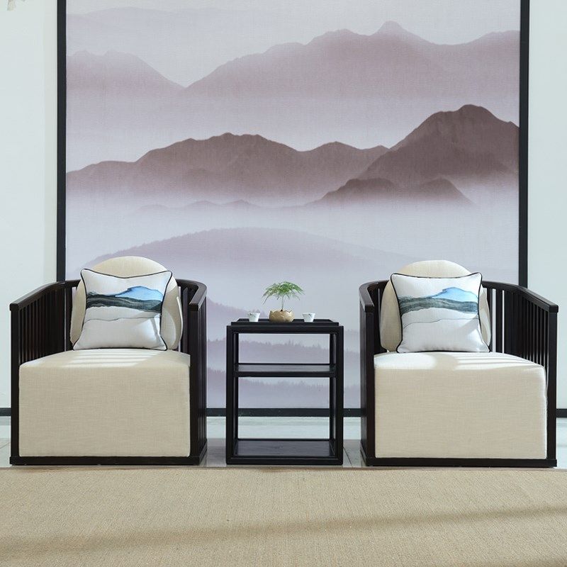 新中式实木休闲椅三件套会所酒店客厅单人沙发椅洽谈椅售楼处圈椅,住宅家具,沙发椅,淘宝优惠券,粉丝福利购,淘宝优惠卷