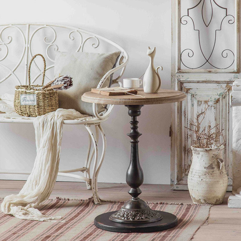 美式复古实木茶几客厅家用小户型沙发边几民宿铁艺圆形小桌子角几,住宅家具,角几/边几,淘宝优惠券,粉丝福利购,淘宝优惠卷