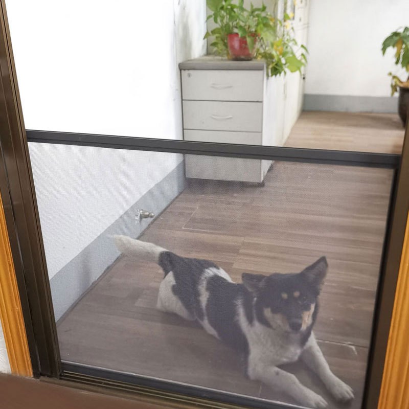 防猫防鼠门帘猫抓围栏封窗折叠护栏推拉式伸缩跳窗网拦猫宠物纱门