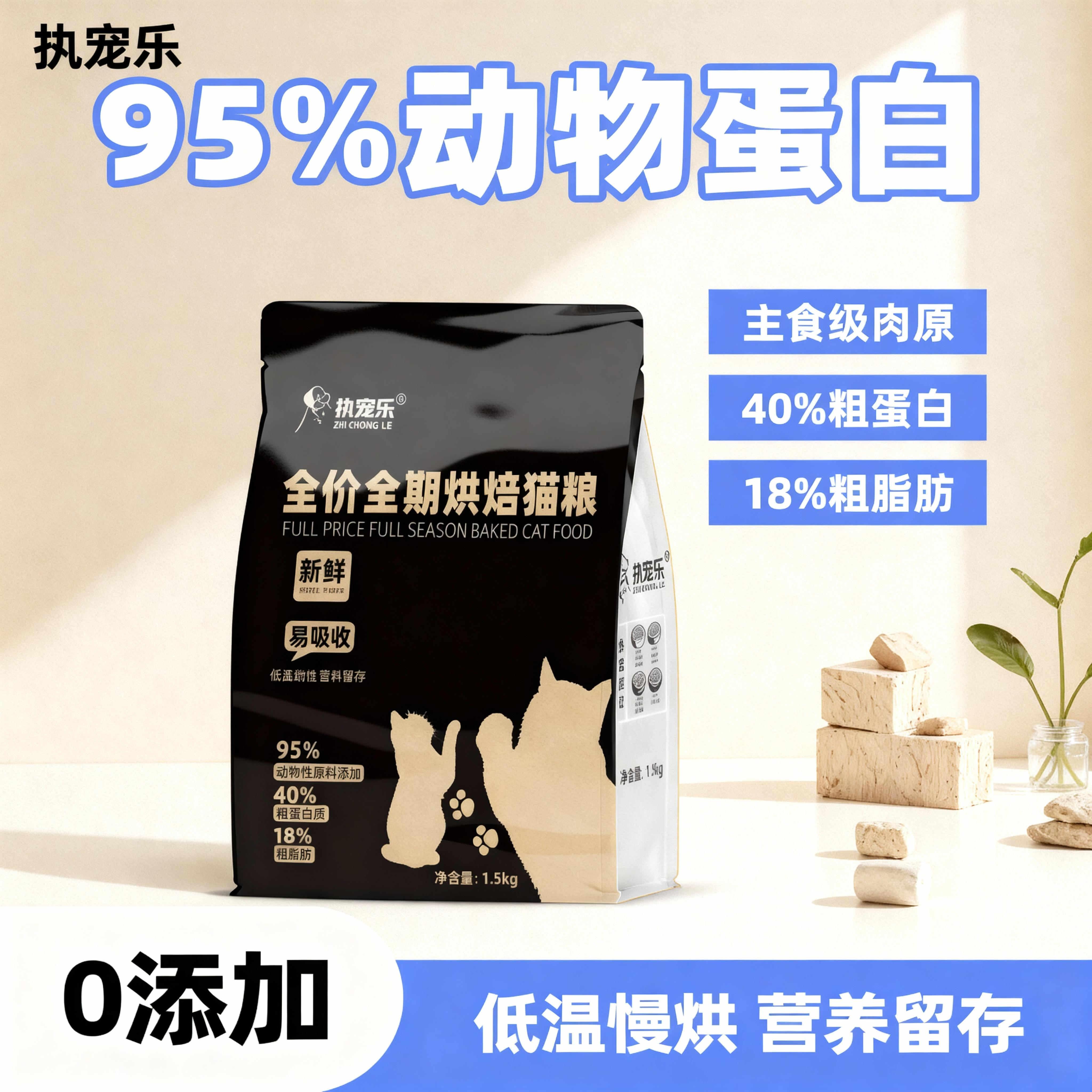 执宠乐全价全期猫粮通用型烘焙粮全阶段适用幼猫成年猫高适口性