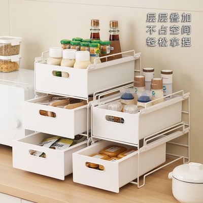 厨房置物架抽屉式多功能调味料收纳架家用餐具勺子筷子铁艺收纳盒