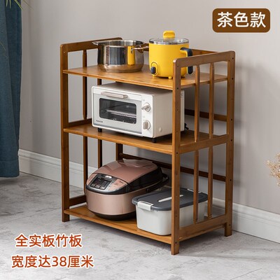 厨房置物架多层落地式微波炉烤箱架多功能锅具储物柜实木收纳架子