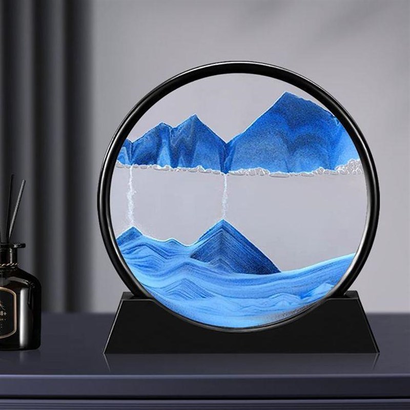 放电视柜上的装饰品创意3D流沙画沙漏摆件解压客厅摆件工艺品高级