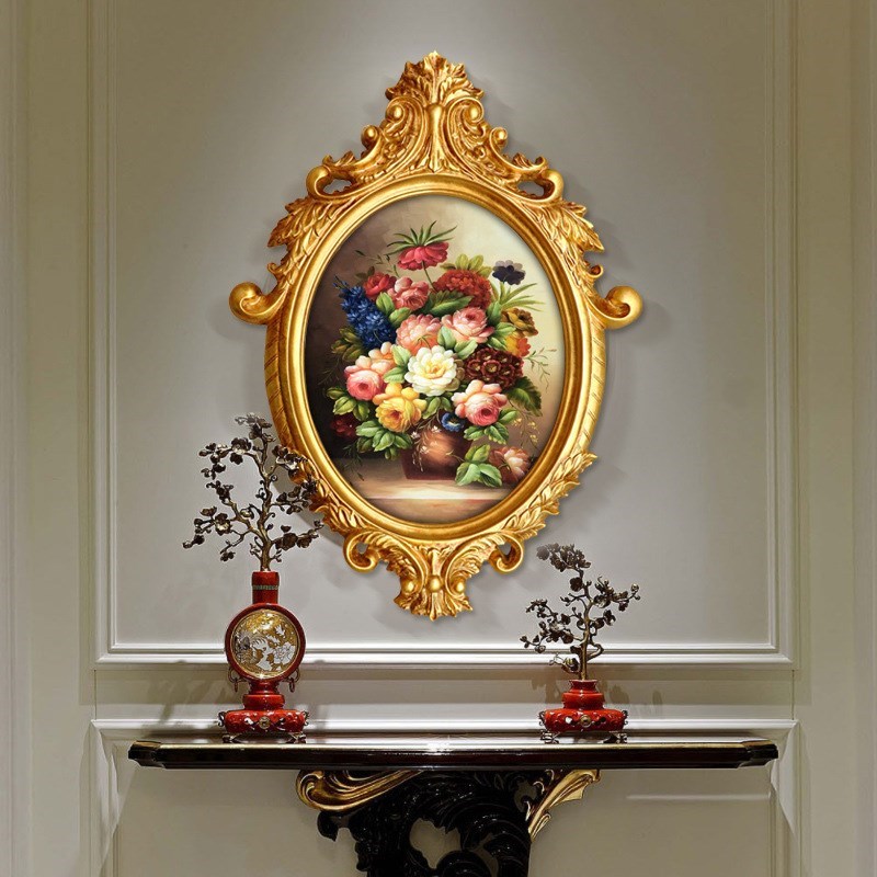 美式玄关c装饰画走廊过道壁画客厅古典花卉油画欧式餐厅复古挂画图片