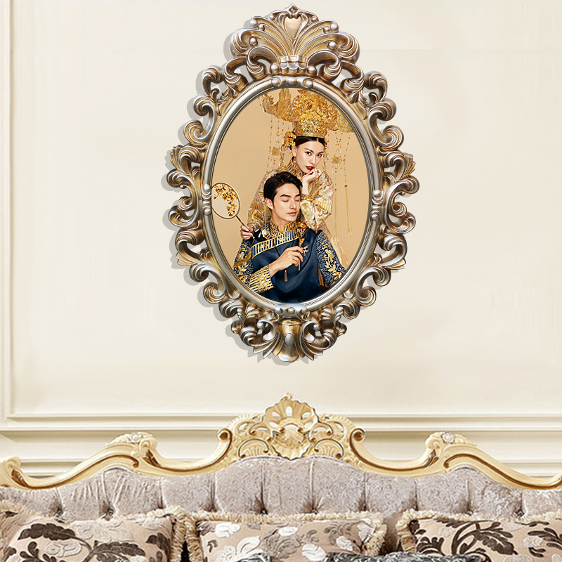 欧式画框椭圆形相框婚庆婚礼大相框镂空复古玄关装饰雕花挂墙画框图片