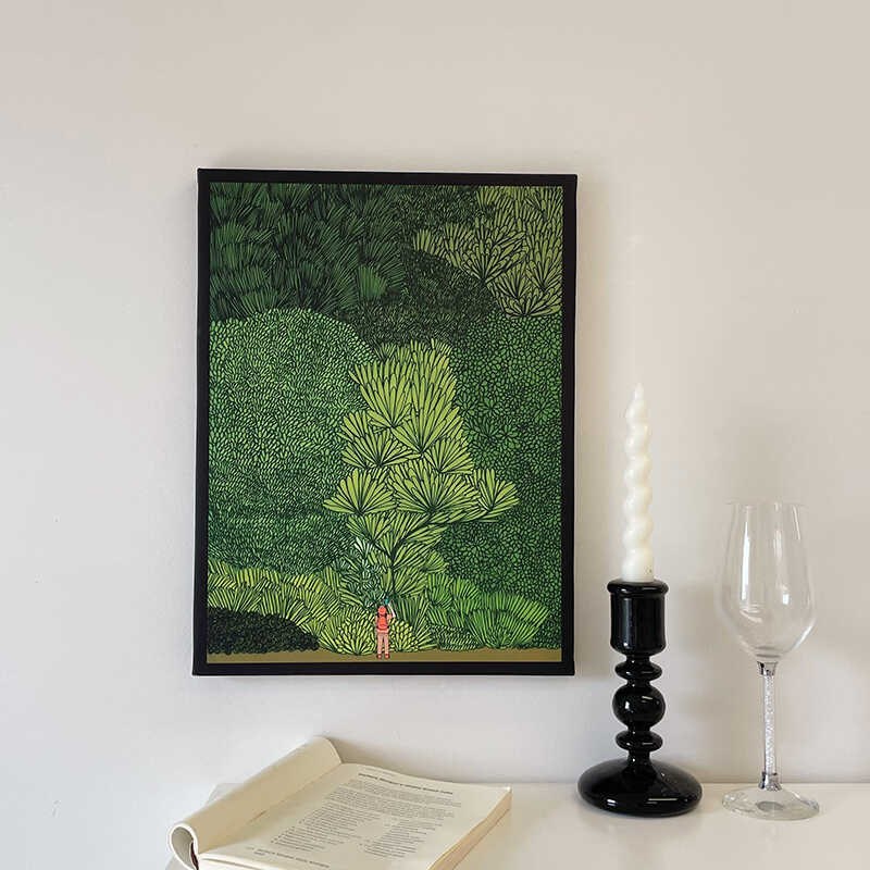 北欧绿色森林客厅玄关装饰画 ins简约轻奢卧室餐厅挂画电视柜摆件图片