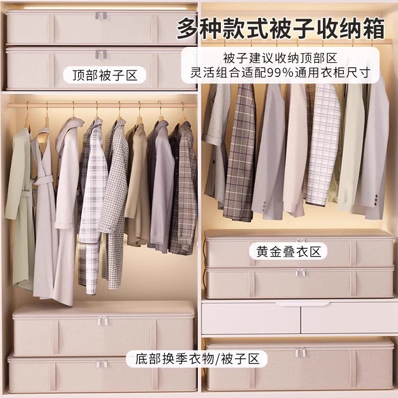 家用床底收纳箱扁平布艺整理箱储物箱被子柜顶箱子衣服床下收纳箱