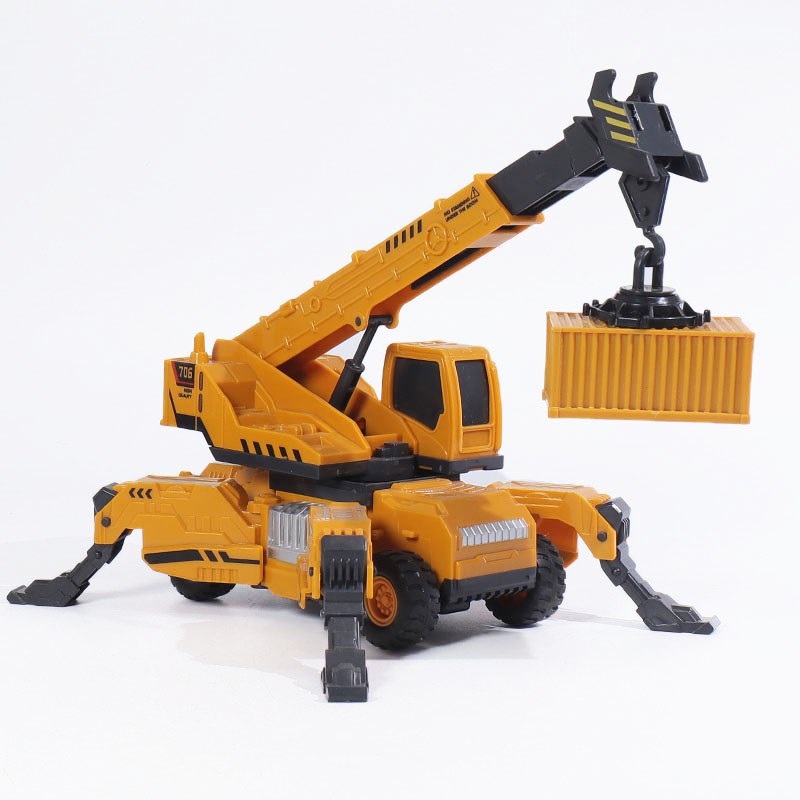 惯性工程车儿童变形吊车磁力吸盘玩具车男孩反震重型起重机模型