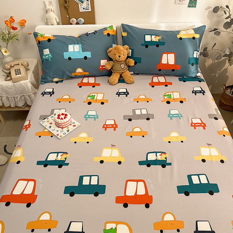 全棉儿童床单双人1.5m1.8米床笠单件男孩床垫保护罩卡通床罩纯棉