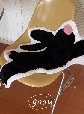 gau手绘毛绒地毯客厅卧室可兔子床边毯防滑