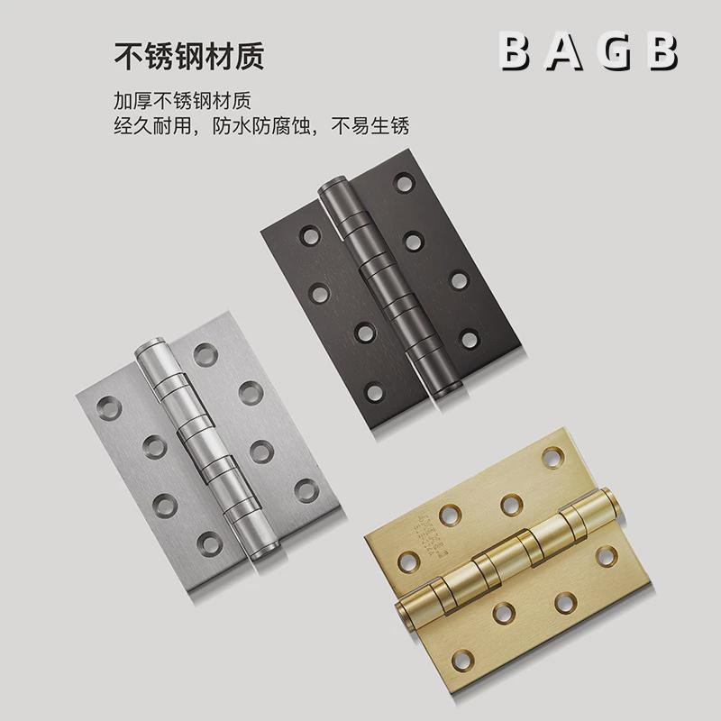 BAGB平开合页不锈钢5寸4轴承柜门铰链折叠门古铜实木门开槽黑色