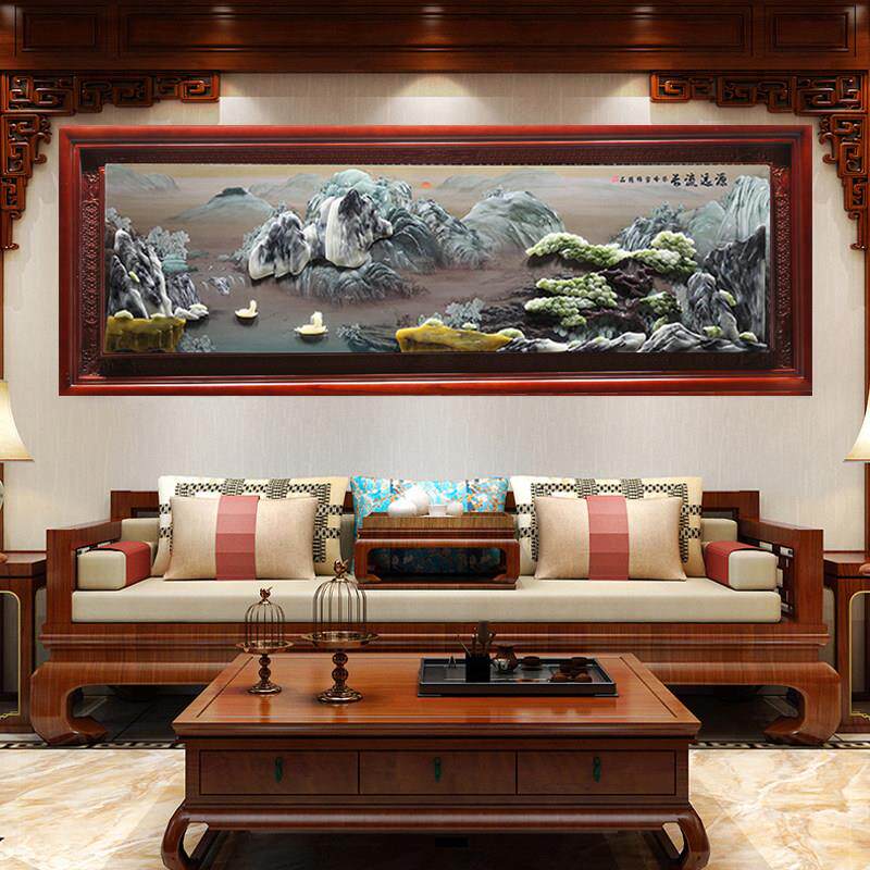 沙发背景墙画中式客厅装