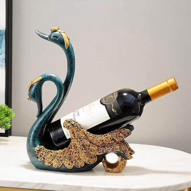 欧式天鹅红酒架装饰品摆