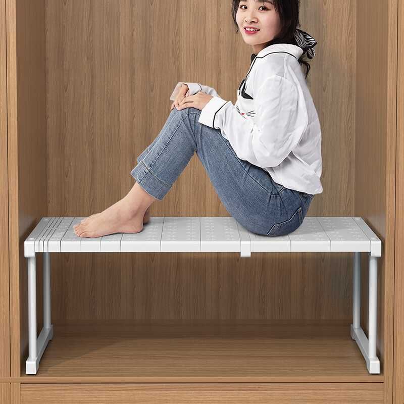 可伸缩衣柜分层隔板 厨柜内置物架整理板 碳钢材质伸缩收纳架