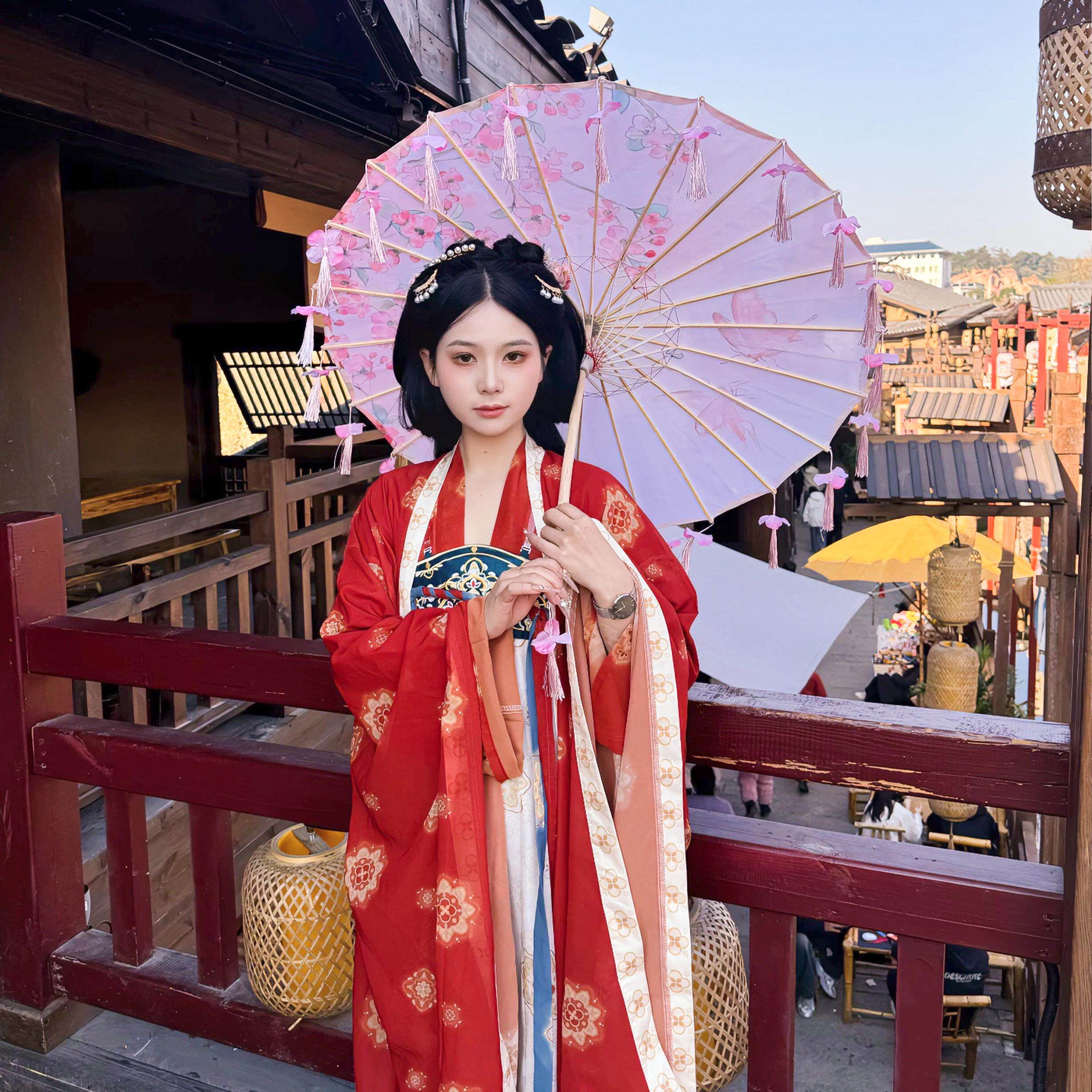 新中式花瓣流苏伞女古典