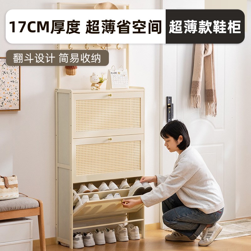入门薄鞋柜2025新款多层带门新型简易防尘多层带门家用门口收纳柜